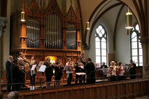 Der Posaunenchor Graupa unter Wiebke Groeschel (Foto: Peter Haschenz)